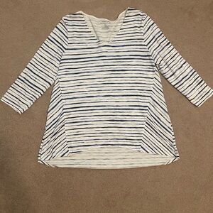 Chicos Ultimate Tee blue striped Size 1